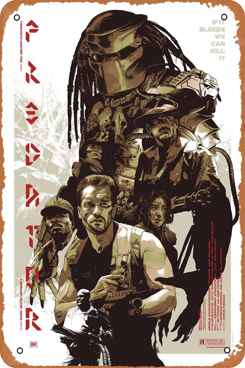 Home Office Logo - PREDATOR (1987) movie poster, retro tin