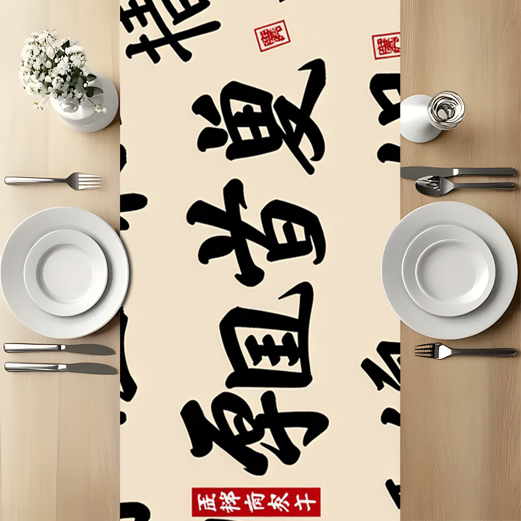 Home Office News - 1pc Chinese Calligraphy Art Table Runner