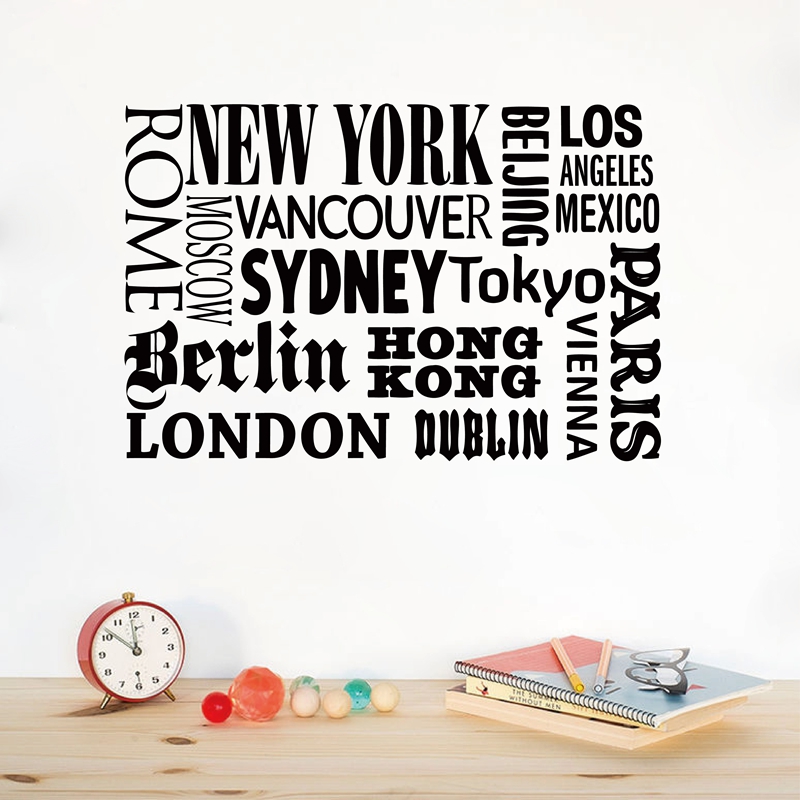 Home Office Quotes - New York London Paris Quote wall