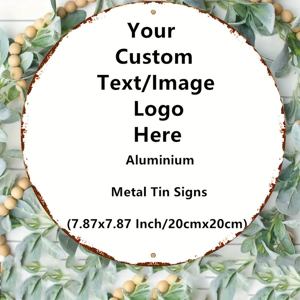 Home Office Logo - Custom Round Tin Sign - Vintage