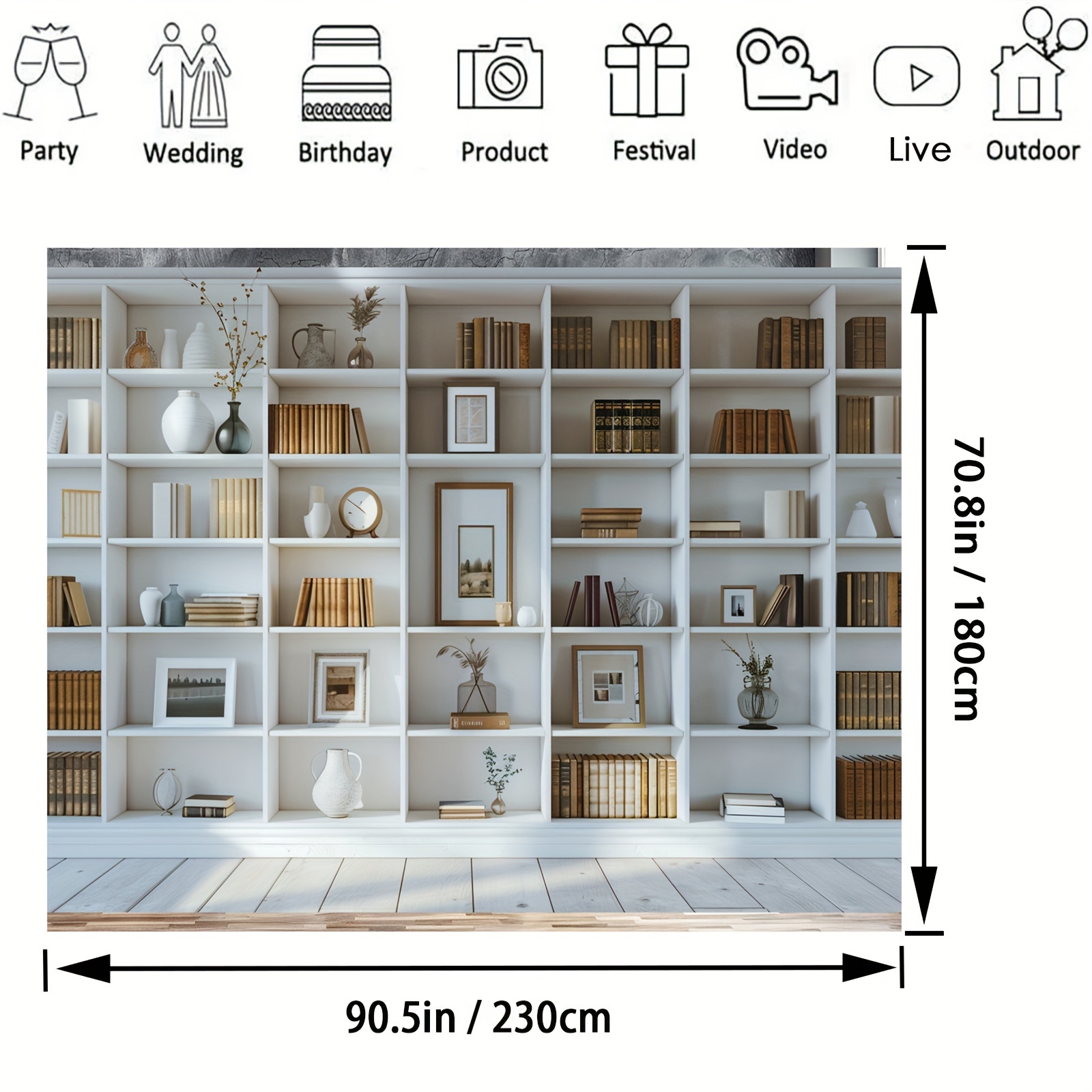 1pc White Bookshelf background - Home Office Background For Zoom 评论和价格