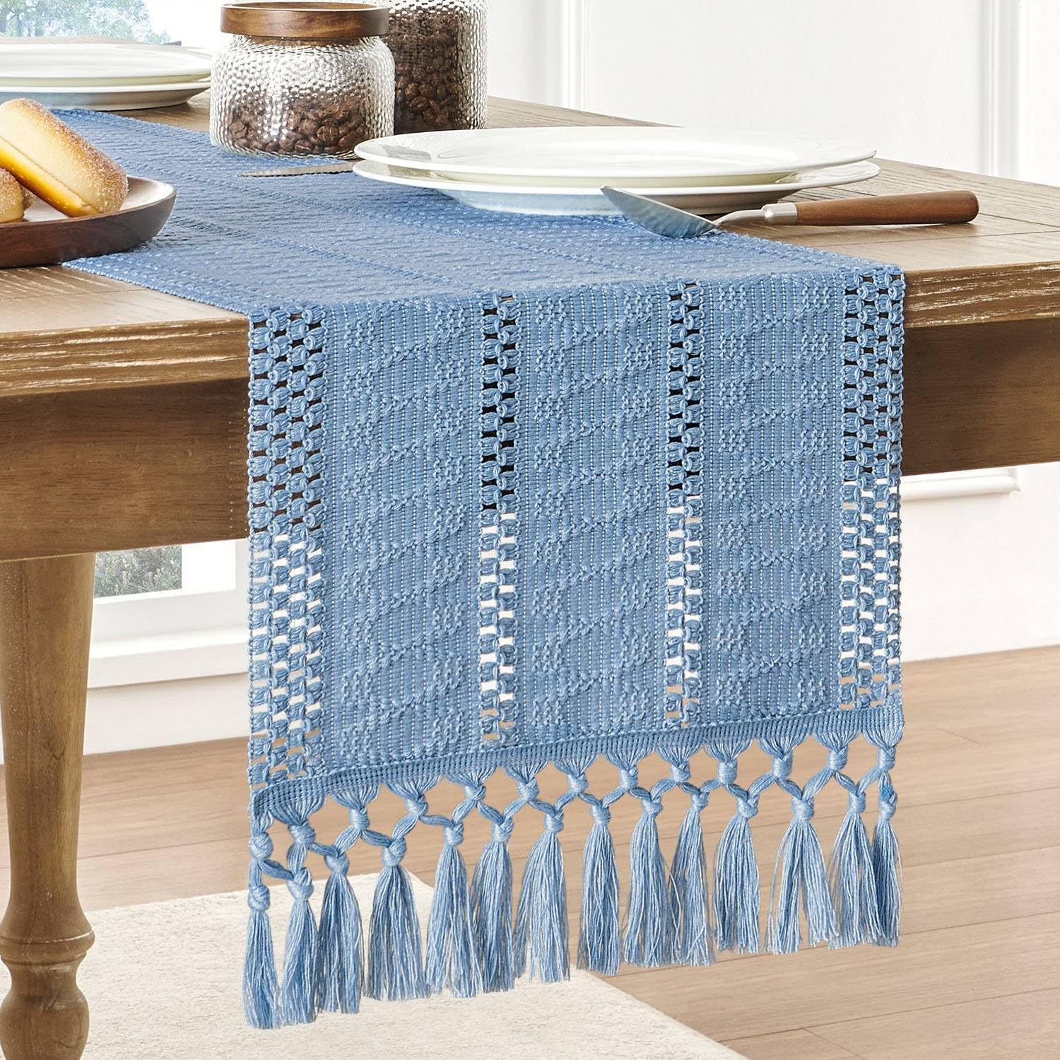 Beige Boho Linen Table Runner  - Home Office News 评论和价格