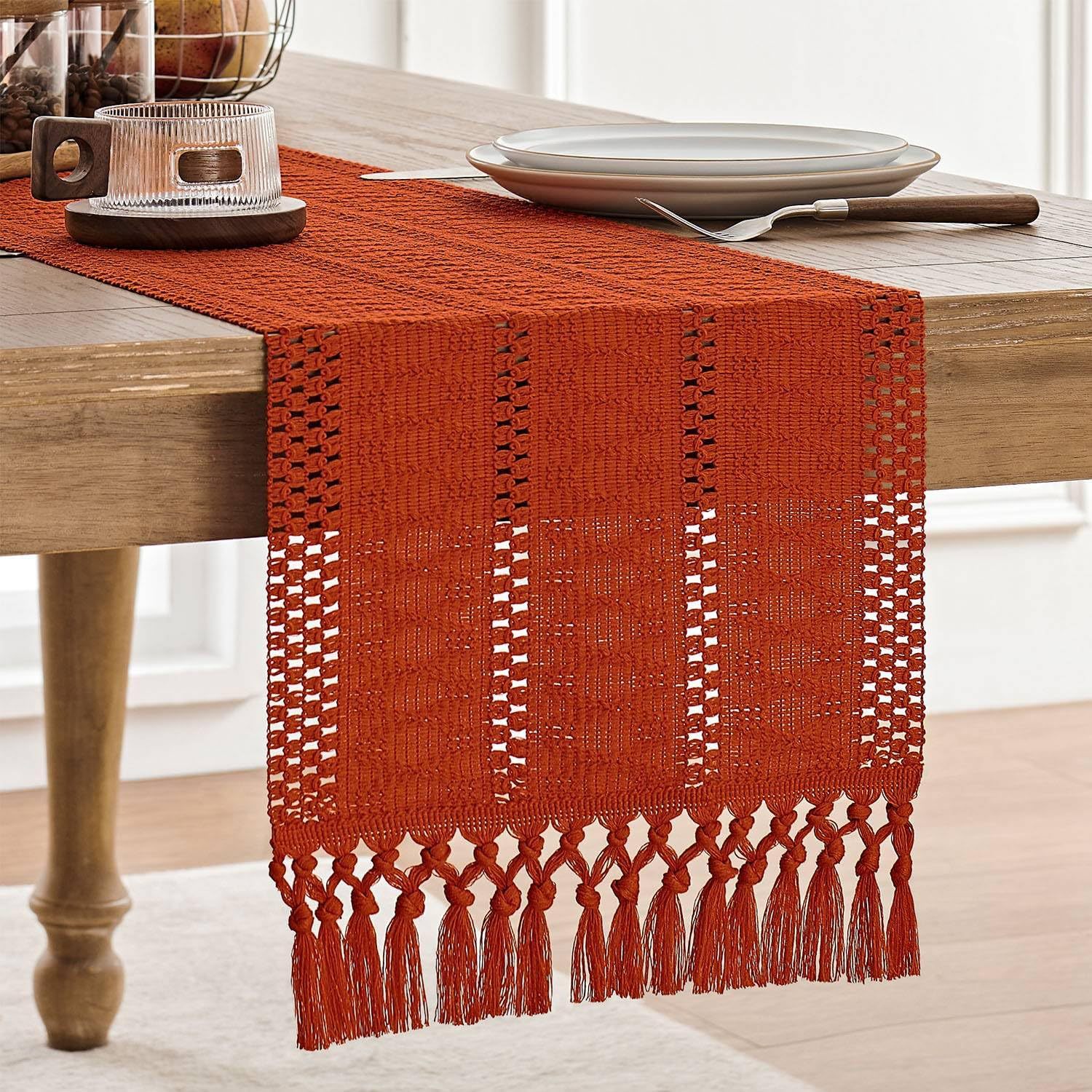 Beige Boho Linen Table Runner  - Home Office News 评论和价格
