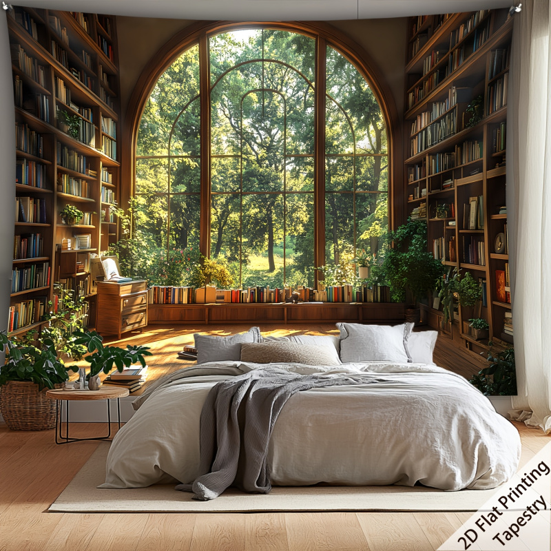 VIKAMA Forest Library Tapestry - Home Office Library 评论和价格