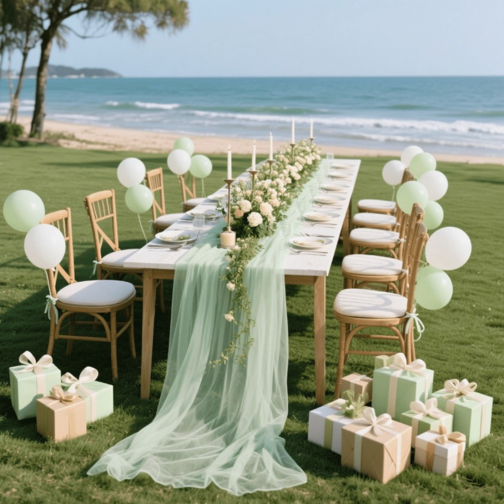 Wedding Sheer Table Runner, Bo - Home Office News 评论和价格