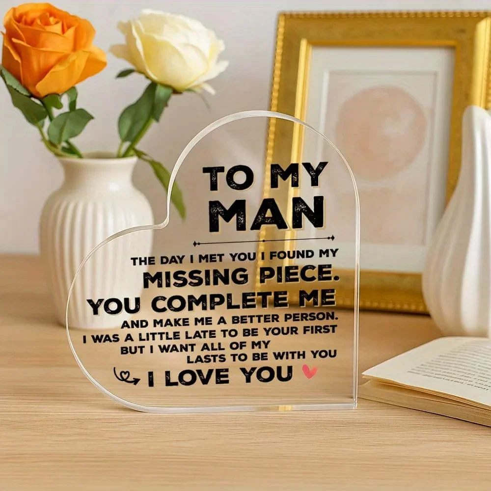 Heart Acrylic Plaque To My Man - Home Office Quotes 评论和价格