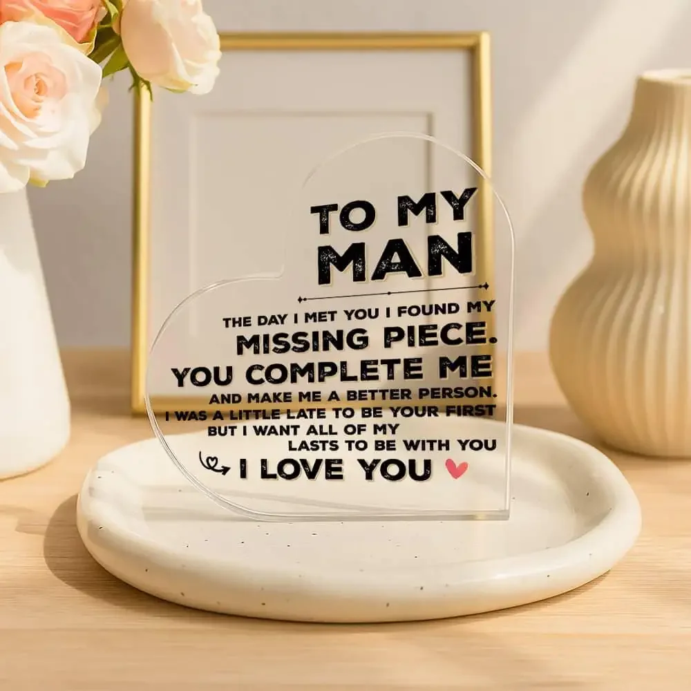 Heart Acrylic Plaque To My Man - Home Office Quotes 评论和价格