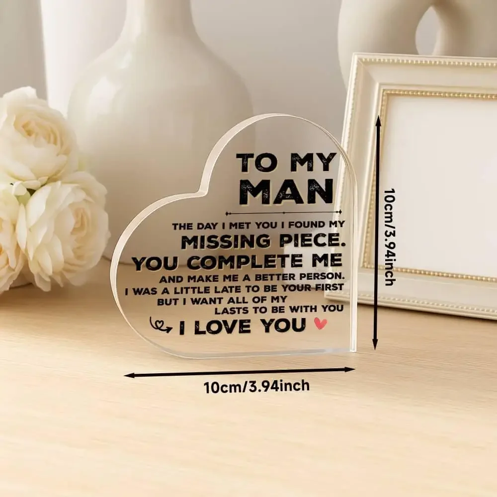 Heart Acrylic Plaque To My Man - Home Office Quotes 评论和价格