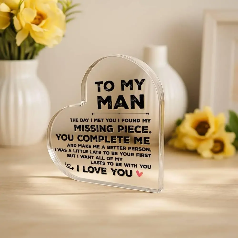 Heart Acrylic Plaque To My Man - Home Office Quotes 评论和价格