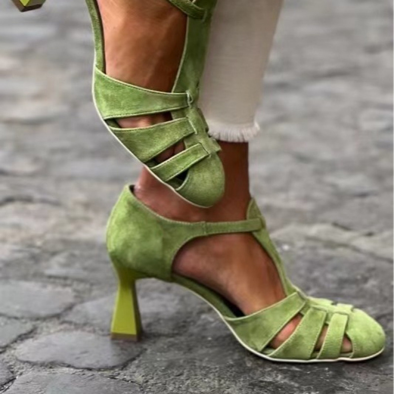 Women's Green Suede Kitten Hee - Home Office Size 评论和价格