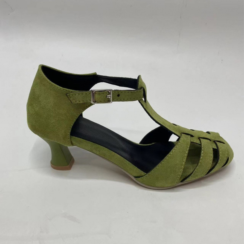 Women's Green Suede Kitten Hee - Home Office Size 评论和价格
