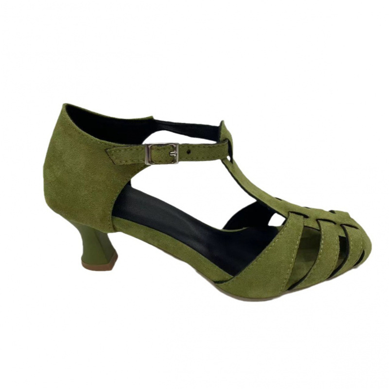 Women's Green Suede Kitten Hee - Home Office Size 评论和价格