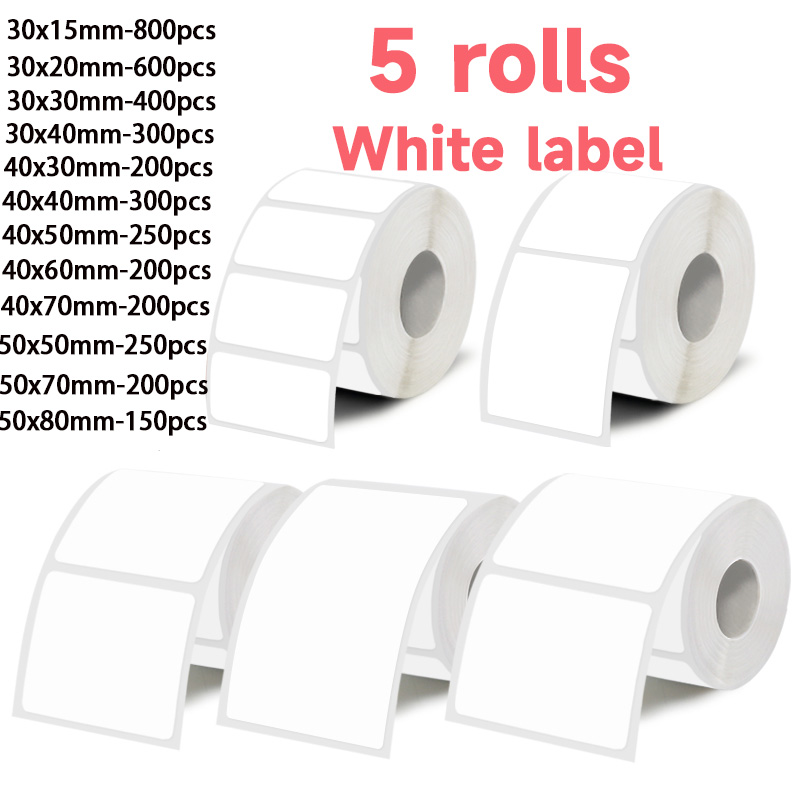 5 Rolls of White Label Sticker - Home Office Printer 评论和价格
