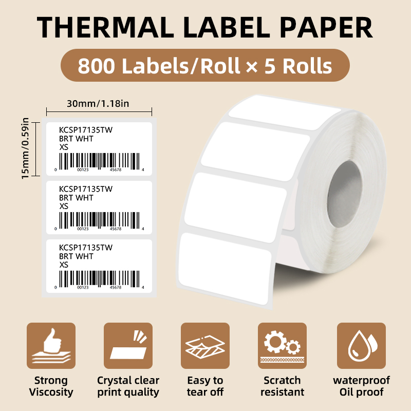 5 Rolls of White Label Sticker - Home Office Printer 评论和价格