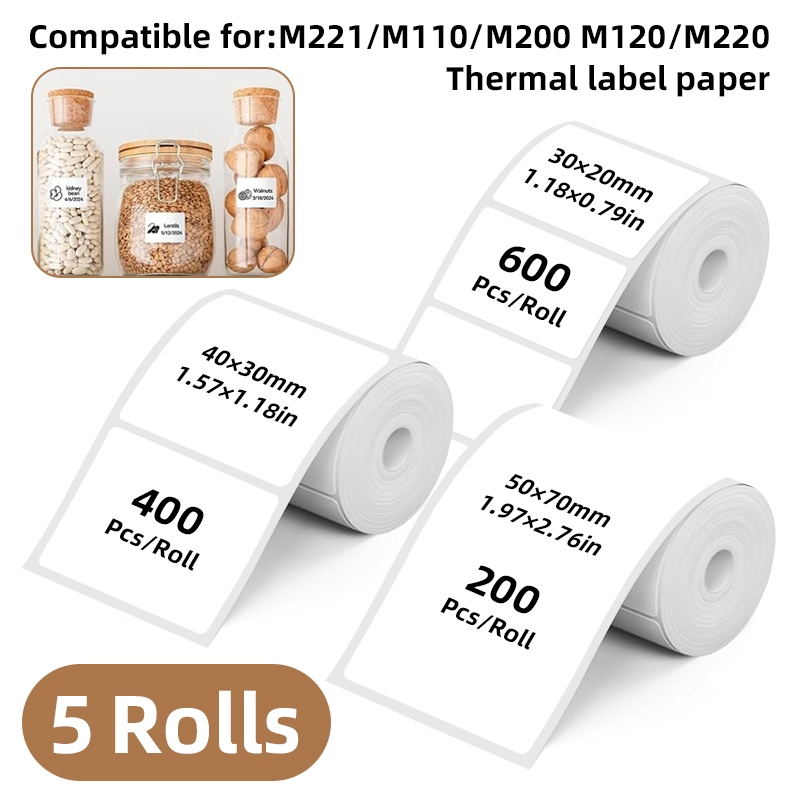 5 Rolls of White Label Sticker - Home Office Printer 评论和价格