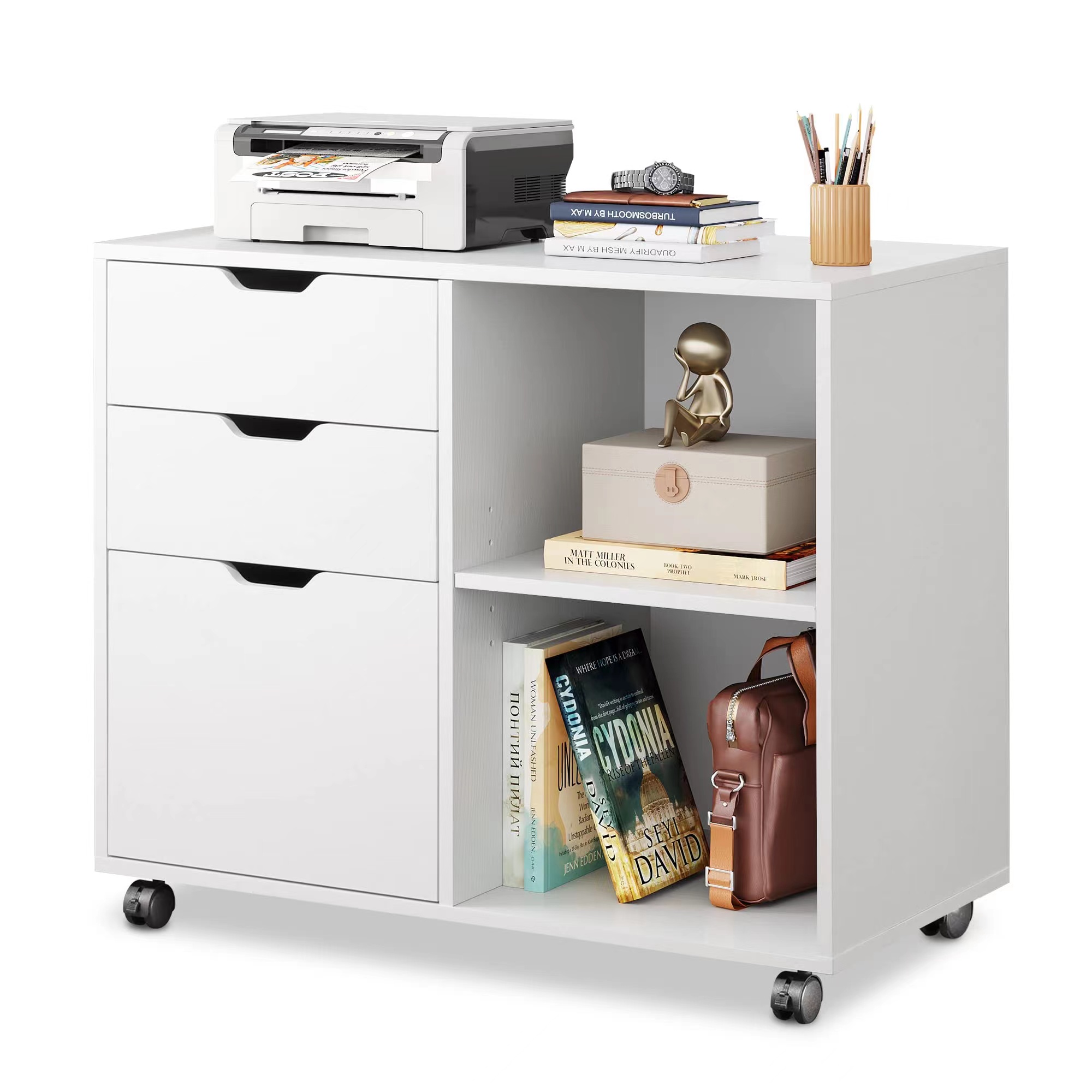 3-Drawer Wood File Cabinet, Mo - Home Office Printer 评论和价格