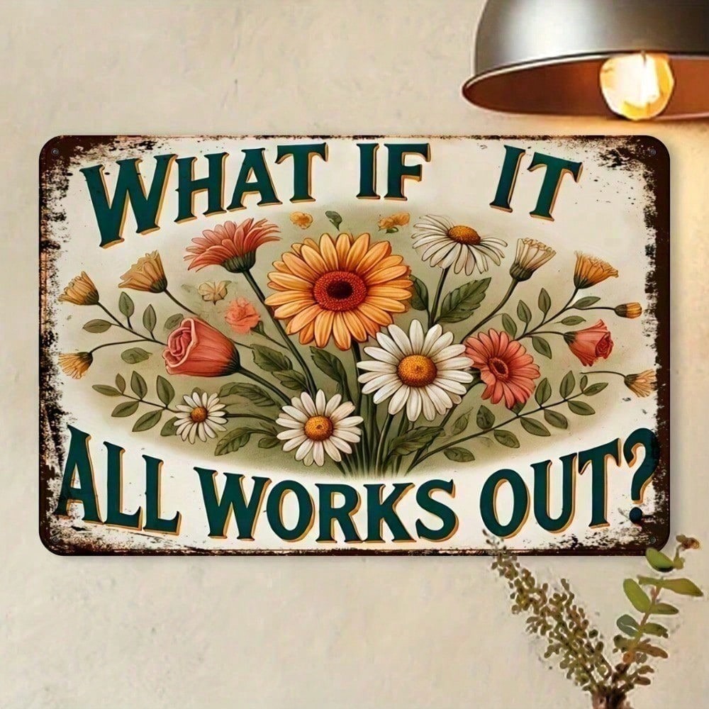 Vintage Floral Metal Tin Sign  - Home Office What Is It 评论和价格